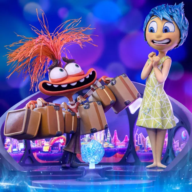 Alles steht Kopf 2 Deluxe - Freude & Angst Statue: Iron Studios