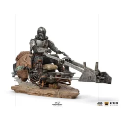 Star Wars The Mandalorian - Mandalorian on Speederbike / Deluxe Art Scale Statue: Iron Studios