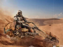 Star Wars The Mandalorian - Mandalorian on Speederbike / Deluxe Art Scale Statue: Iron Studios
