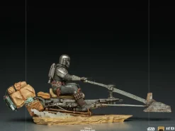 Star Wars The Mandalorian - Mandalorian on Speederbike / Deluxe Art Scale Statue: Iron Studios