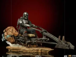 Star Wars The Mandalorian - Mandalorian on Speederbike / Deluxe Art Scale Statue: Iron Studios